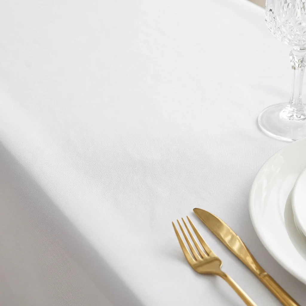 90"x132" Rectangular Oblong Premium Polyester Tablecloth - White - Image 7