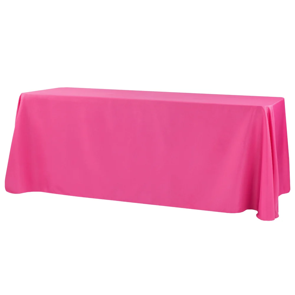 90"x156" Rectangular Oblong Premium Polyester Tablecloth - Fuchsia - Image 3