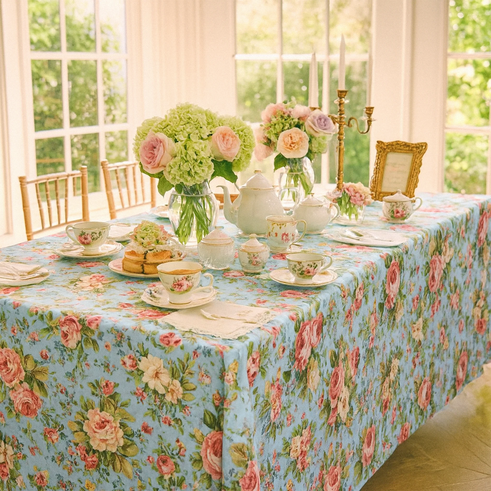 English Garden Floral Rectangular 90"x156" Tablecloth - Image 3