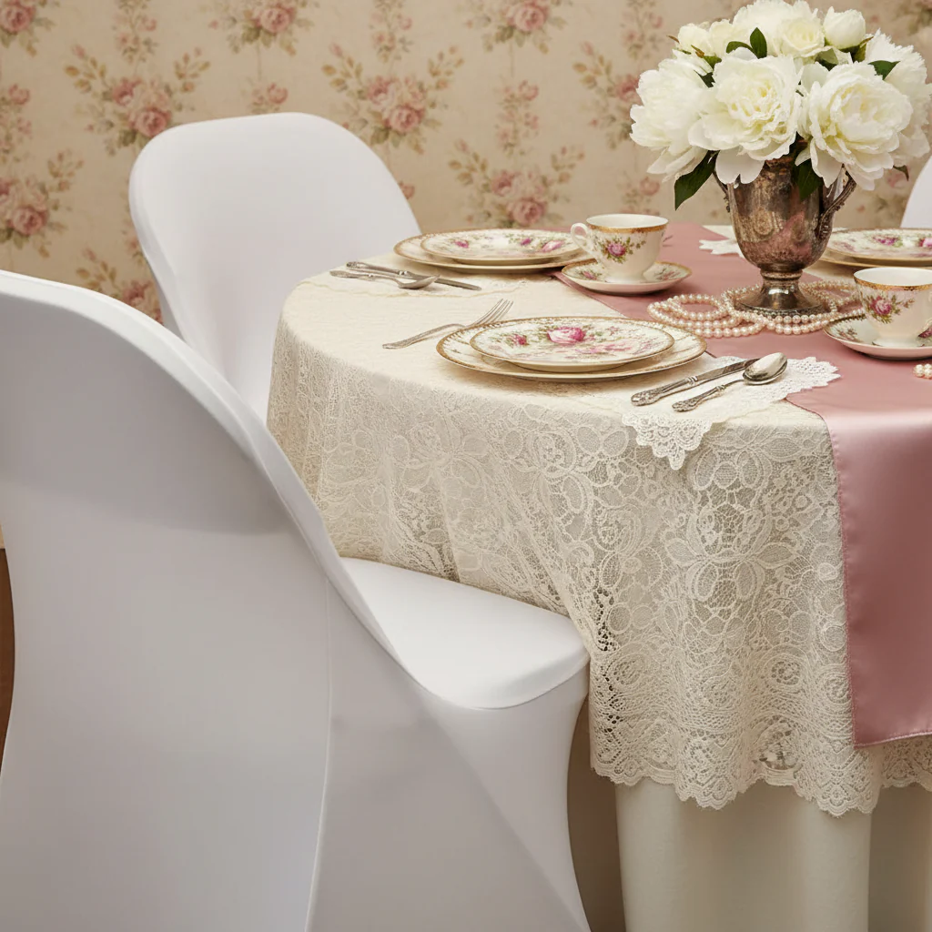 Folding Spandex Chair Cover - White - Image 3