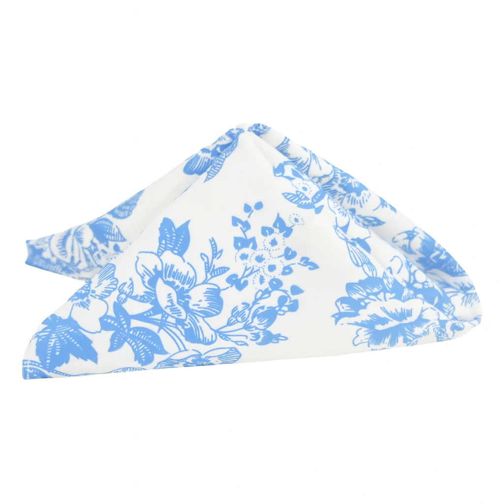 French Toile 20"x20" Linen Napkin (5pc/pk) - Baby Blue - Image 4