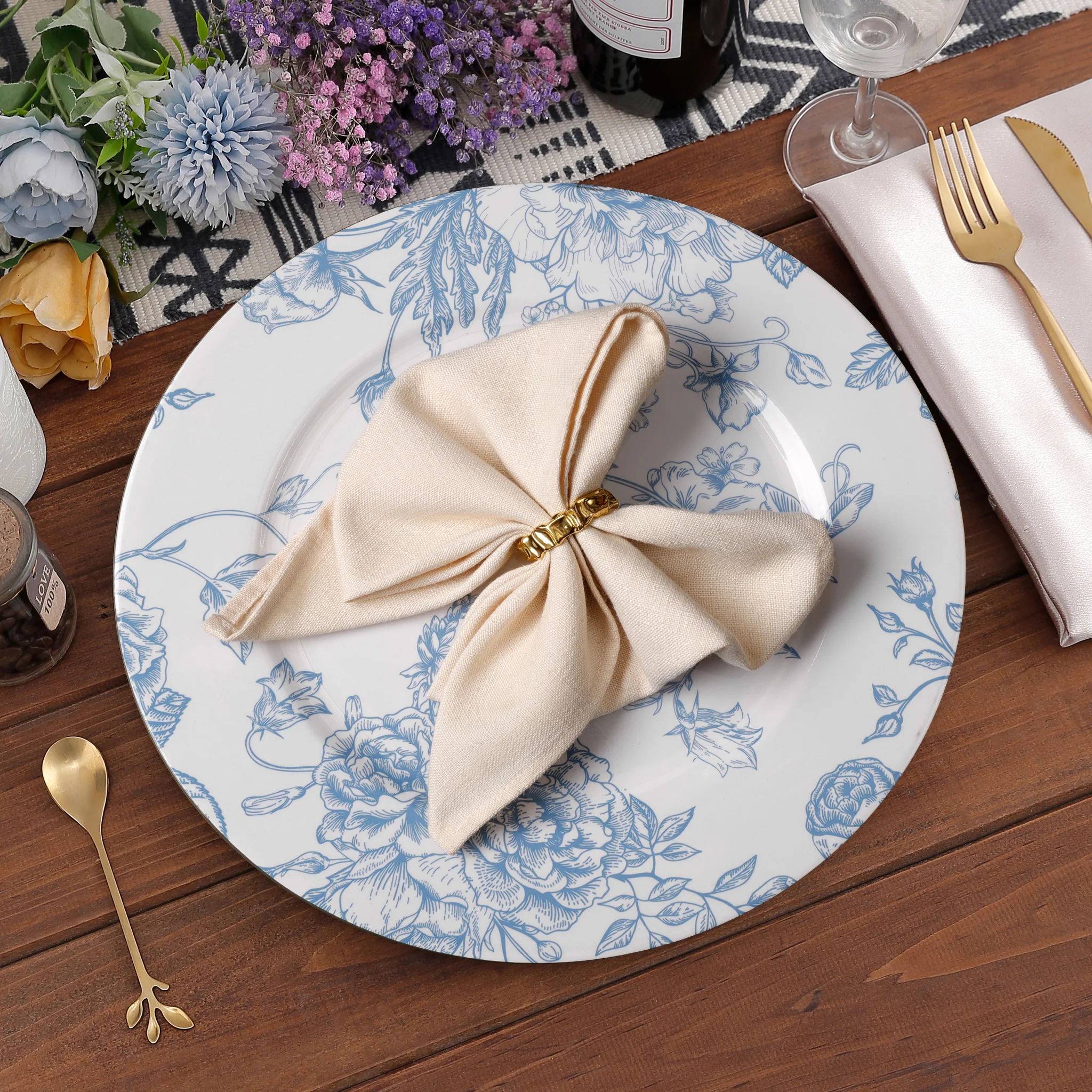 French Toile Acrylic Charger Plate - Baby Blue - Image 3