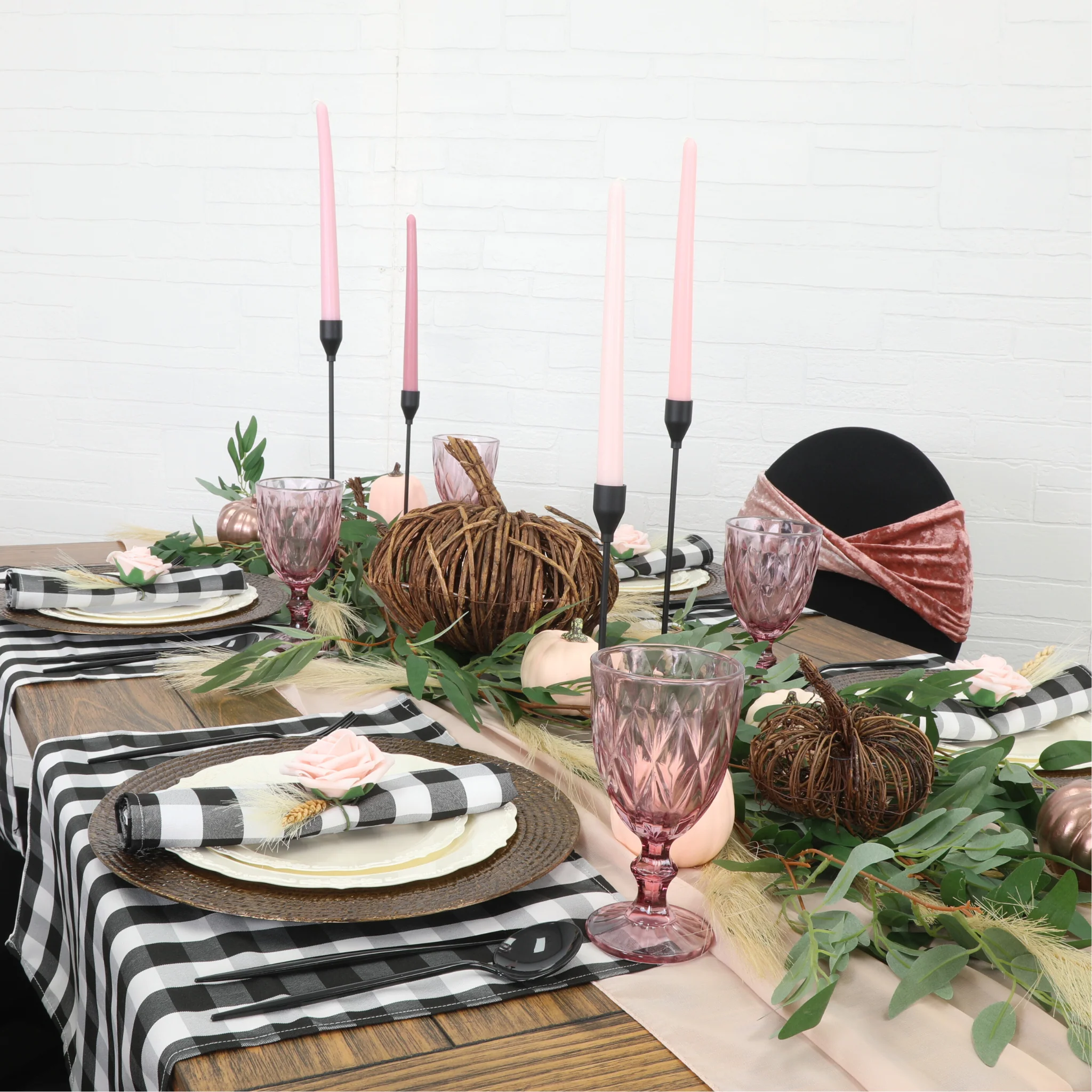 Gingham Checkered Polyester Napkin 20"x20" -  Black & White - Image 3