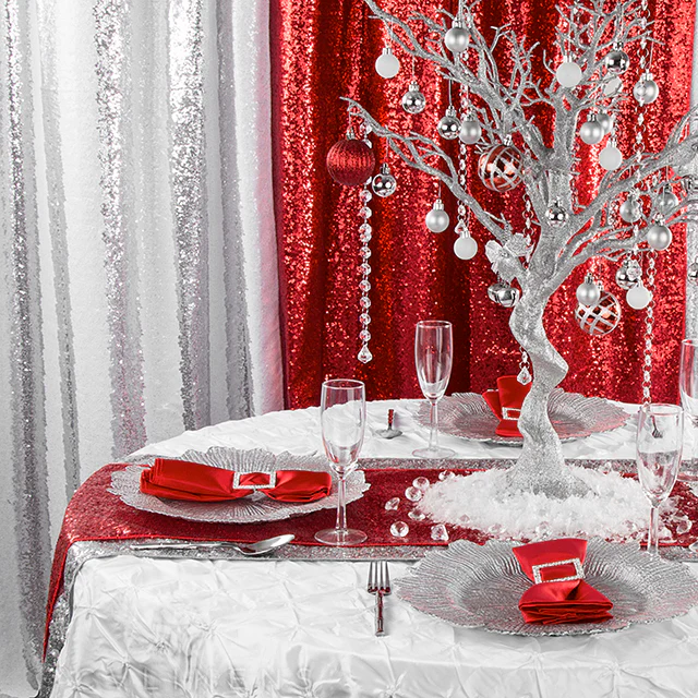 Glitz Sequin 12ft H x 52" W Drape/Backdrop panel - Red - Image 4
