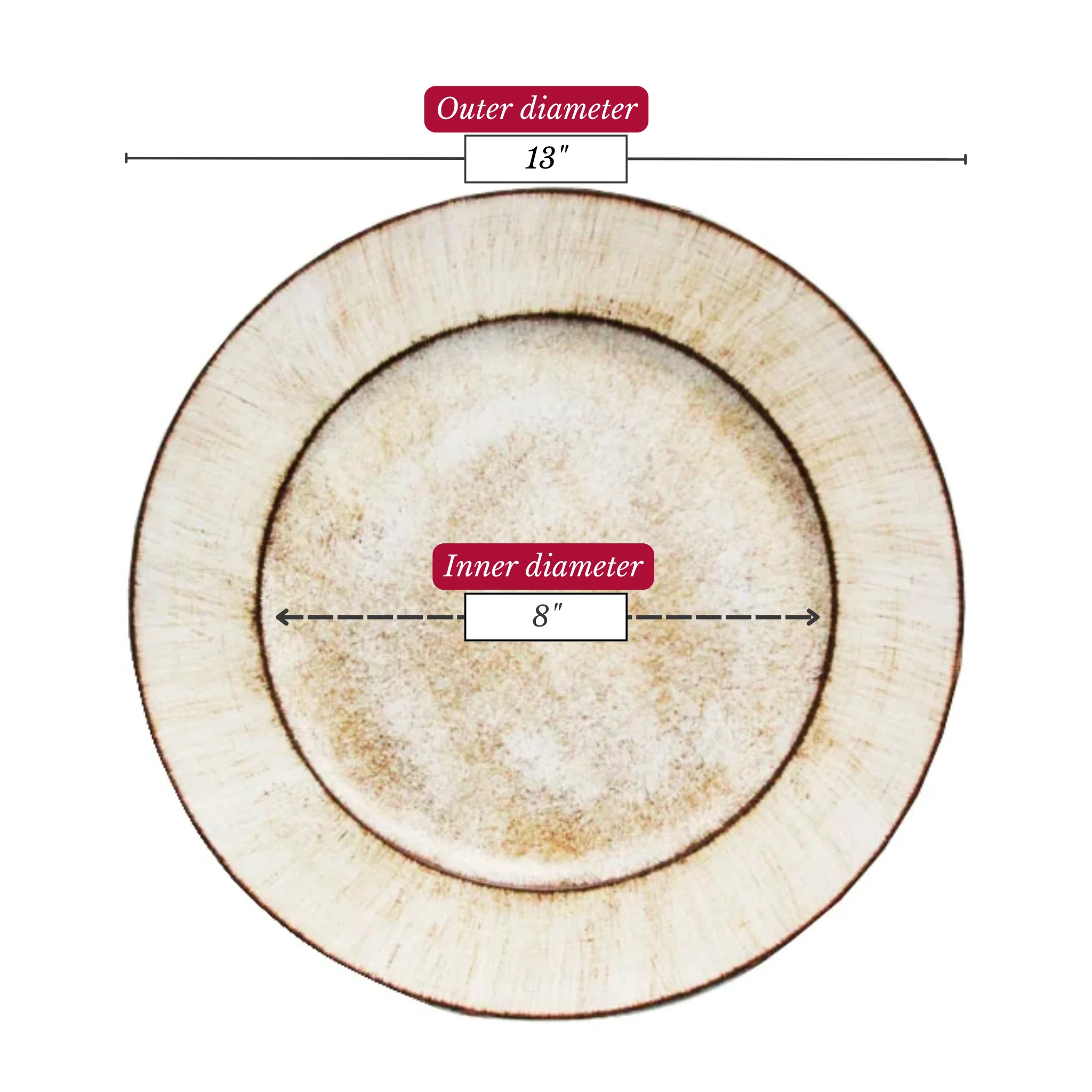 Plain Round 13" Charger Plates - Rustic - Image 4