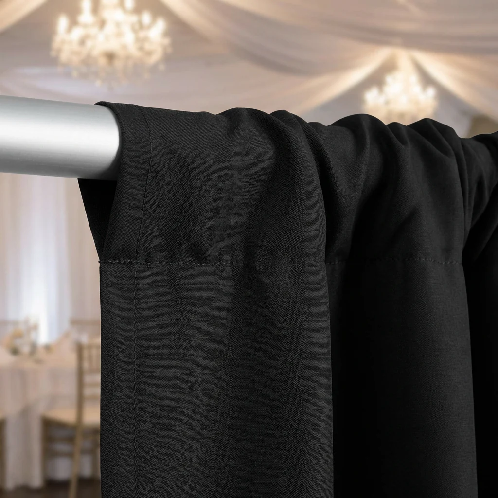 Poly Premier Fire Retardant (FR) 12ft H x 60" W Drape/Backdrop - Black - Image 4