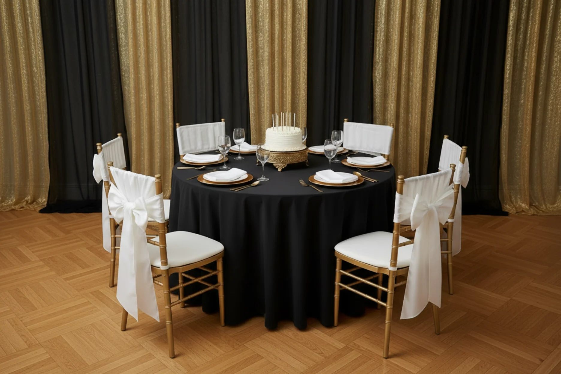 Premium Polyester 108" Round Tablecloth - Black - Image 5