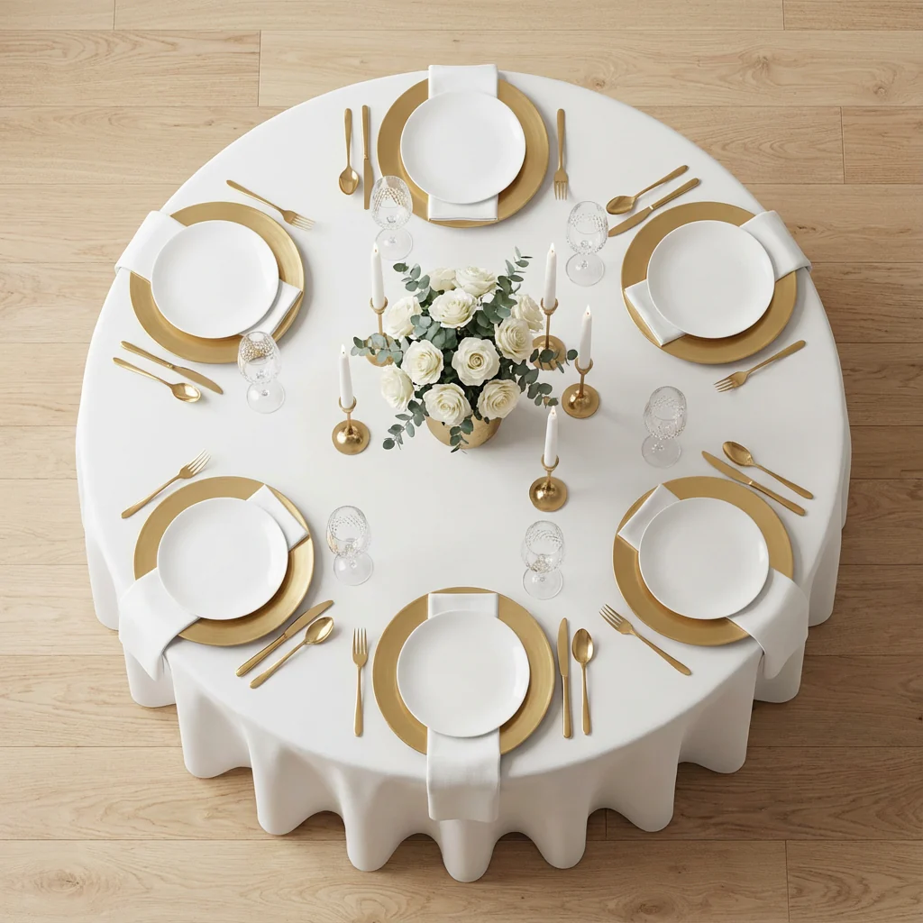 Premium Polyester 108" Round Tablecloth - White - Image 3