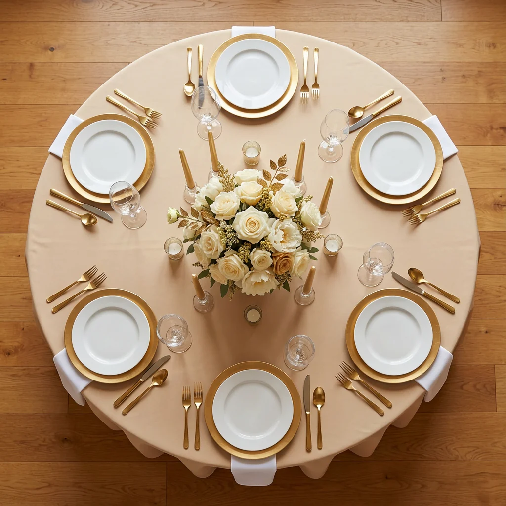 Premium Polyester 120" Round Tablecloth - Champagne - Image 3