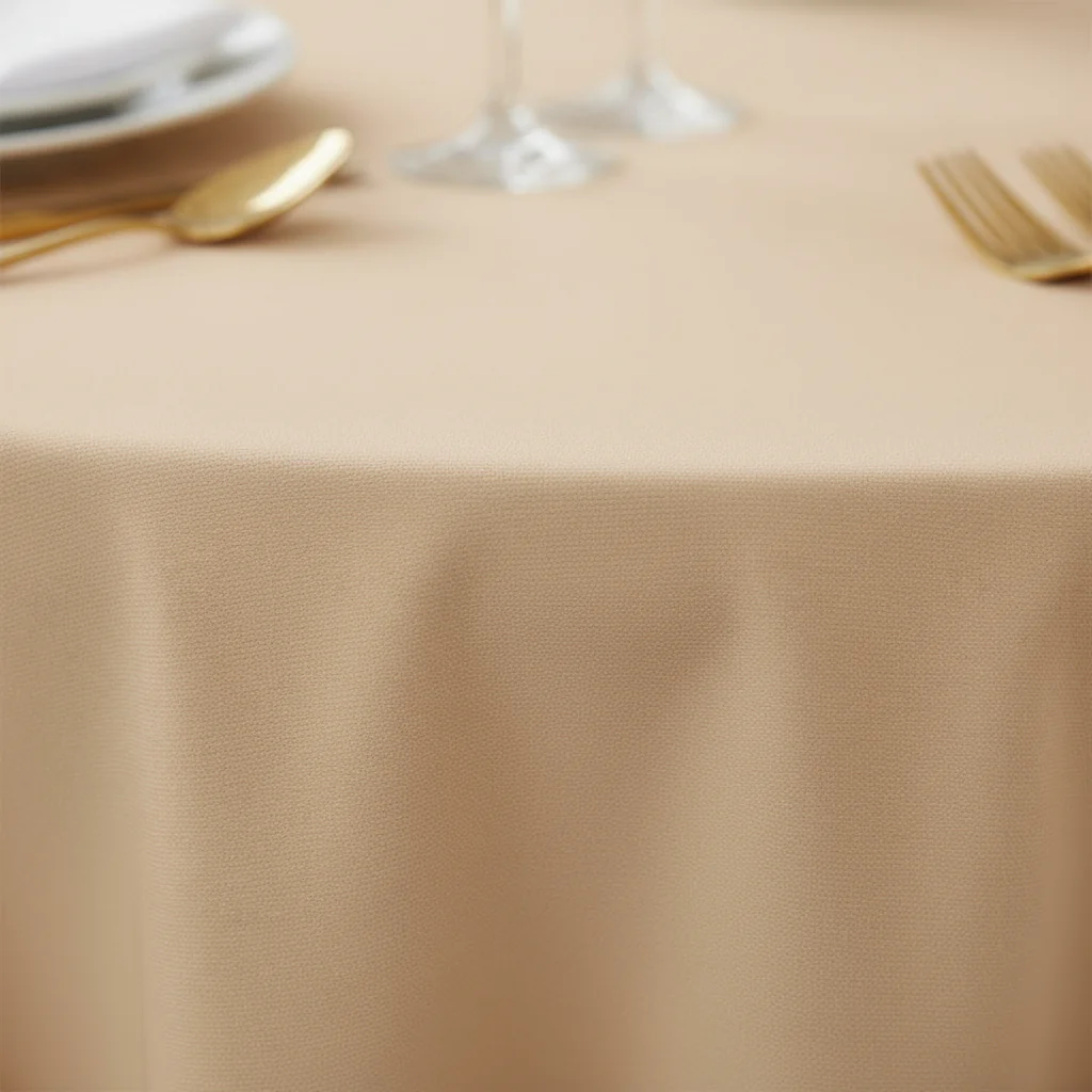 Premium Polyester 120" Round Tablecloth - Champagne - Image 4