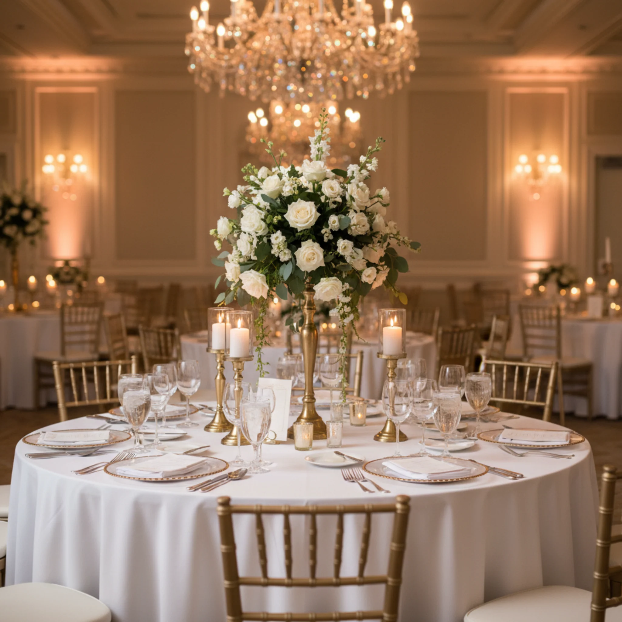 Premium Polyester 120" Round Tablecloth - White - Image 5