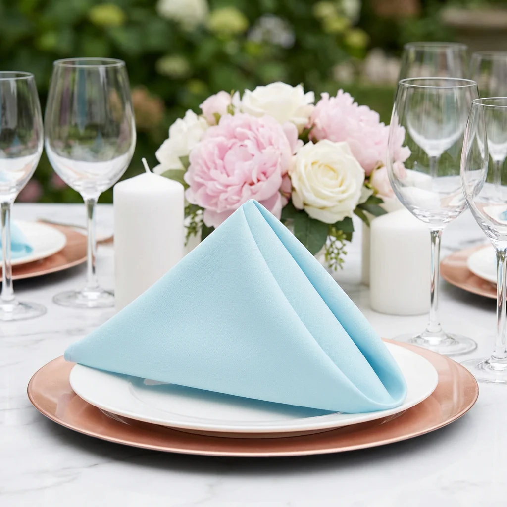 Premium Polyester Napkin 20"x20" - Baby Blue - Image 3