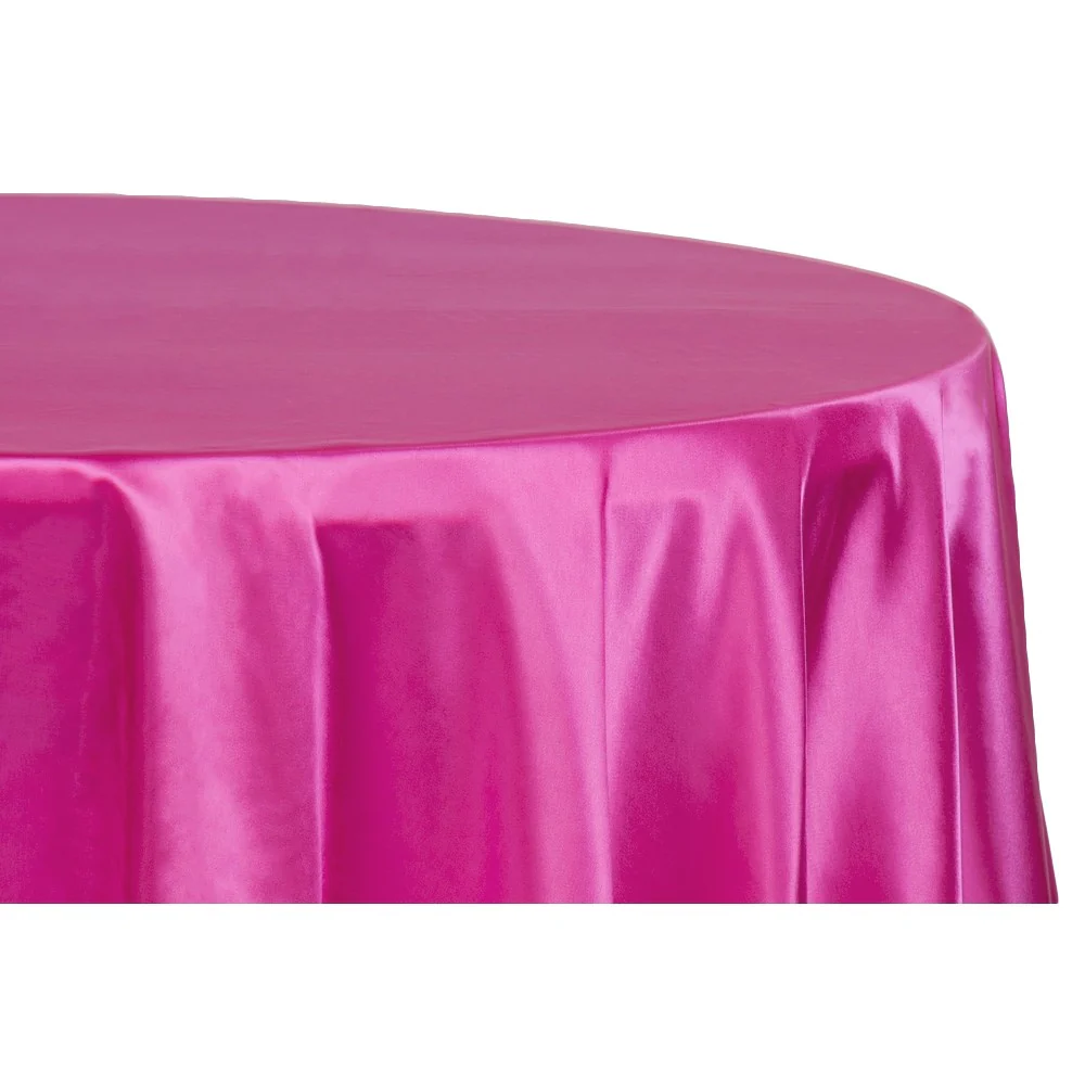 Satin 108" Round Tablecloth - Fuchsia - Image 3