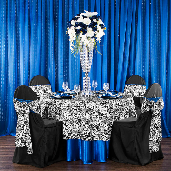 Satin 108" Round Tablecloth - Royal Blue - Image 3