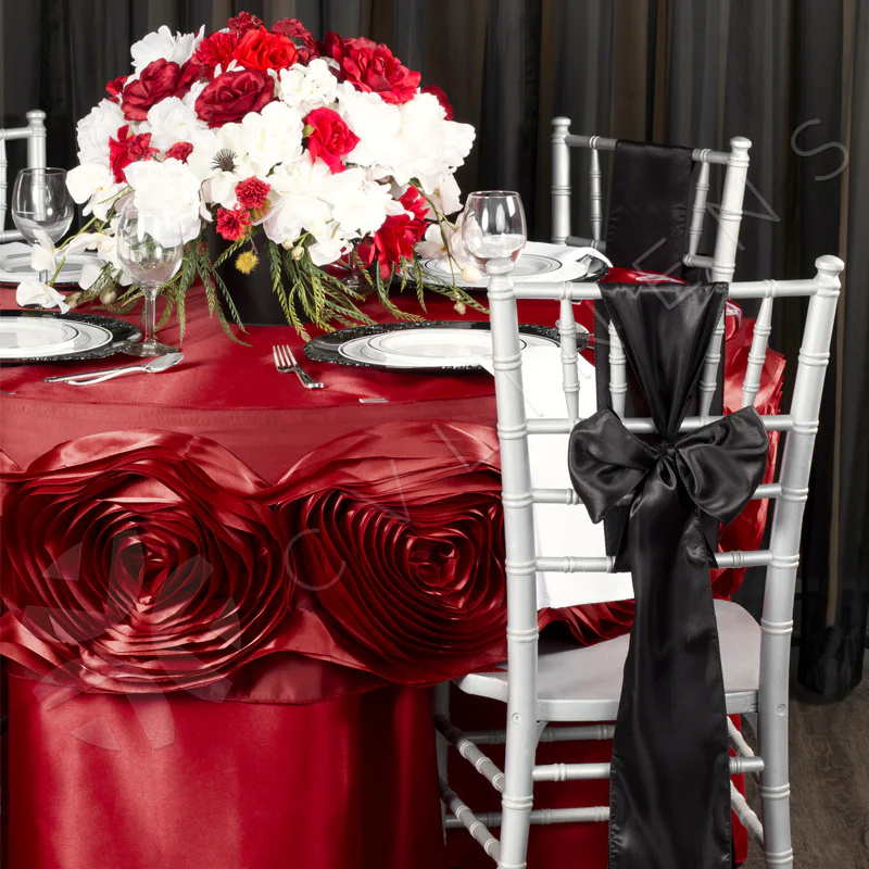 Satin 120" Round Tablecloth - Apple Red - Image 3