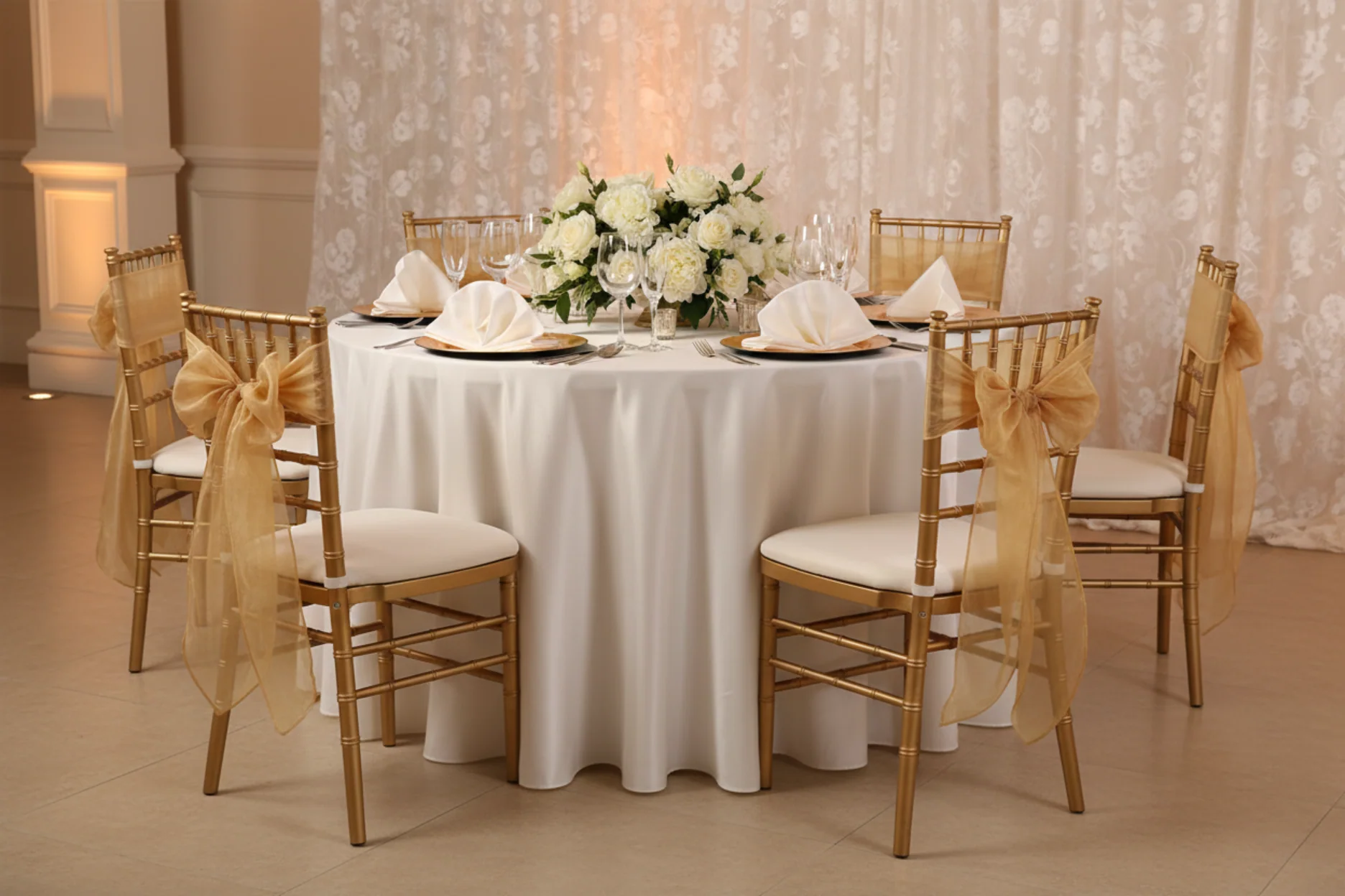 Satin 120" Round Tablecloth - Ivory - Image 3