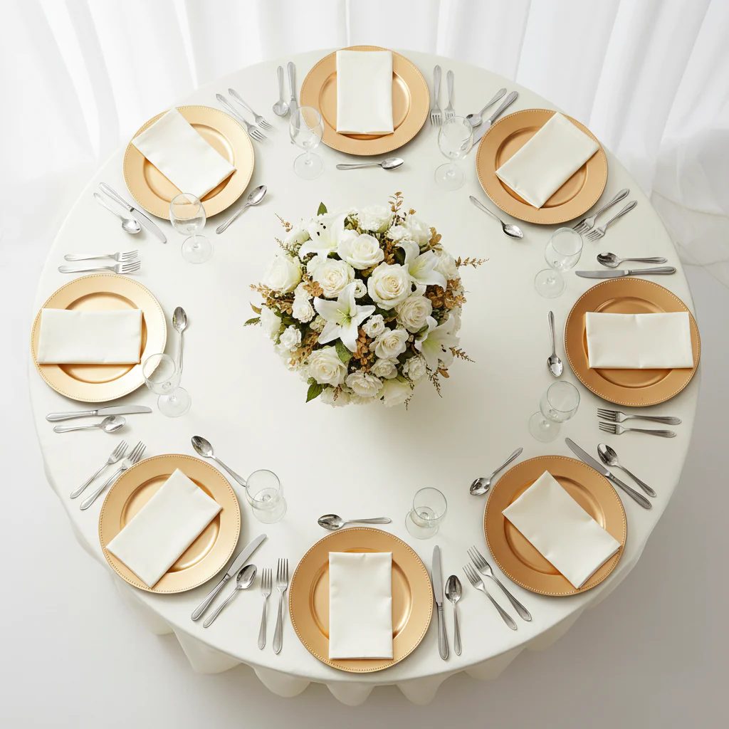 Satin 120" Round Tablecloth - Ivory - Image 4