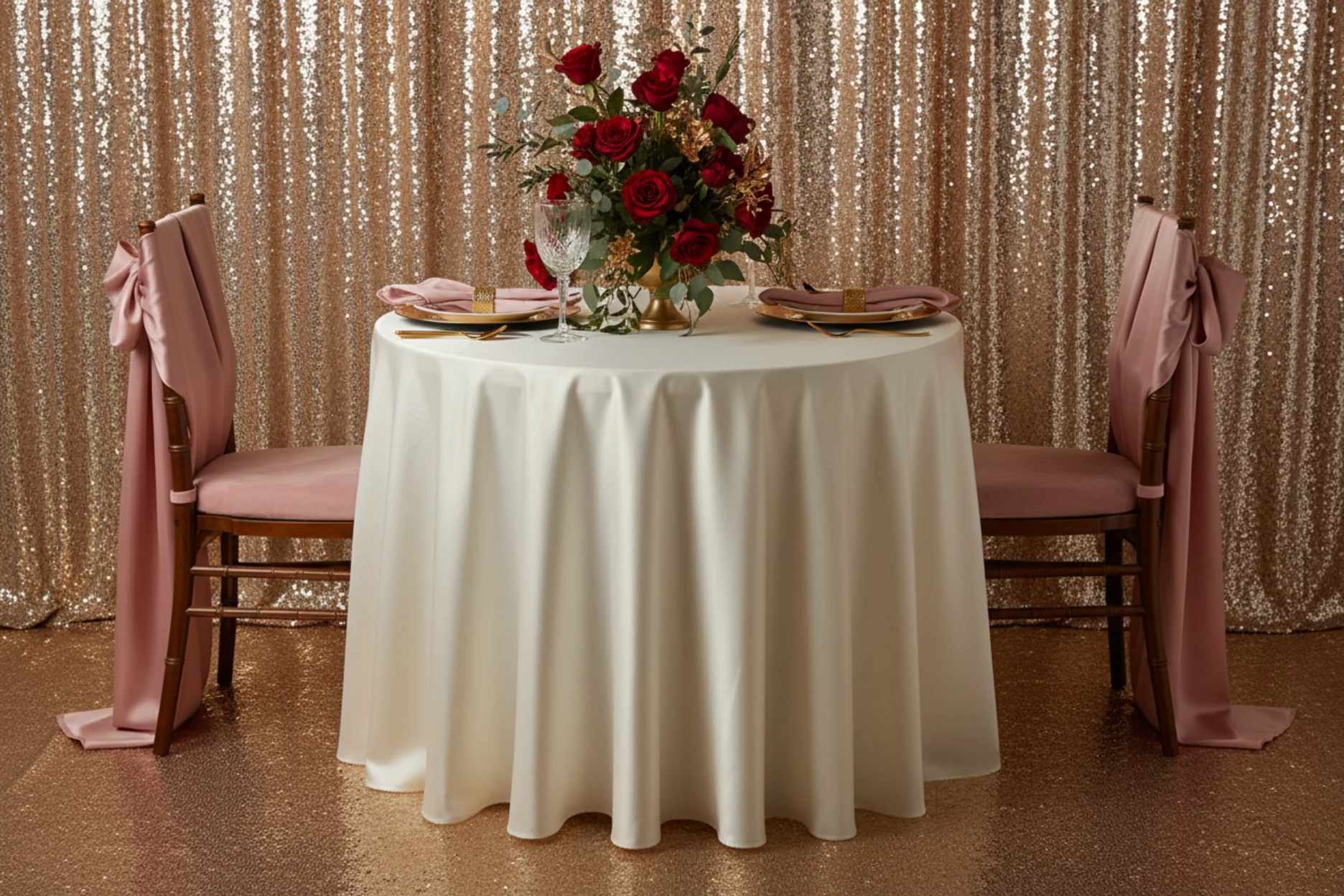 Satin 120" Round Tablecloth - Ivory - Image 5