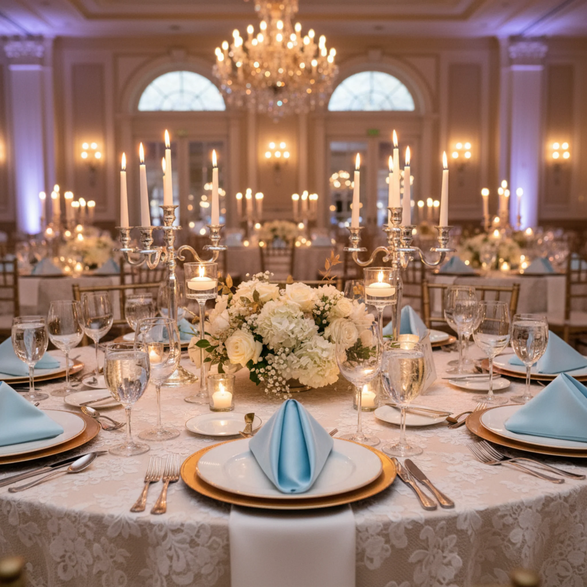 Satin Napkin 20"x20" - Baby Blue - Image 3