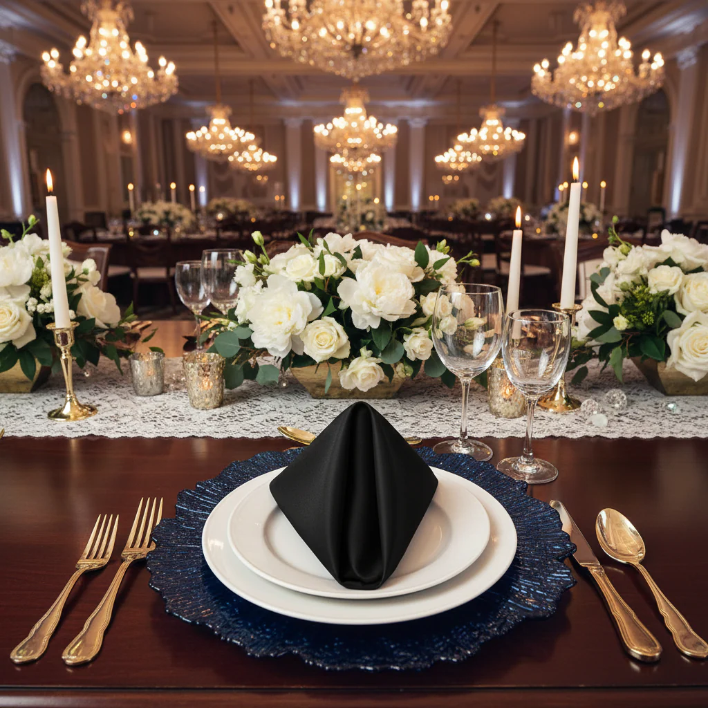 Satin Napkin 20"x20" - Black - Image 3