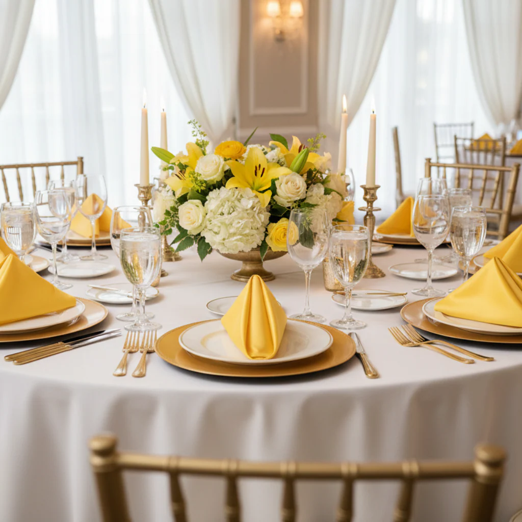 Satin Napkin 20"x20" - Canary Yellow (Bright Yellow) - Image 3