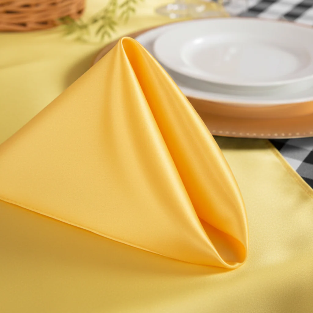 Satin Napkin 20"x20" - Canary Yellow (Bright Yellow) - Image 4