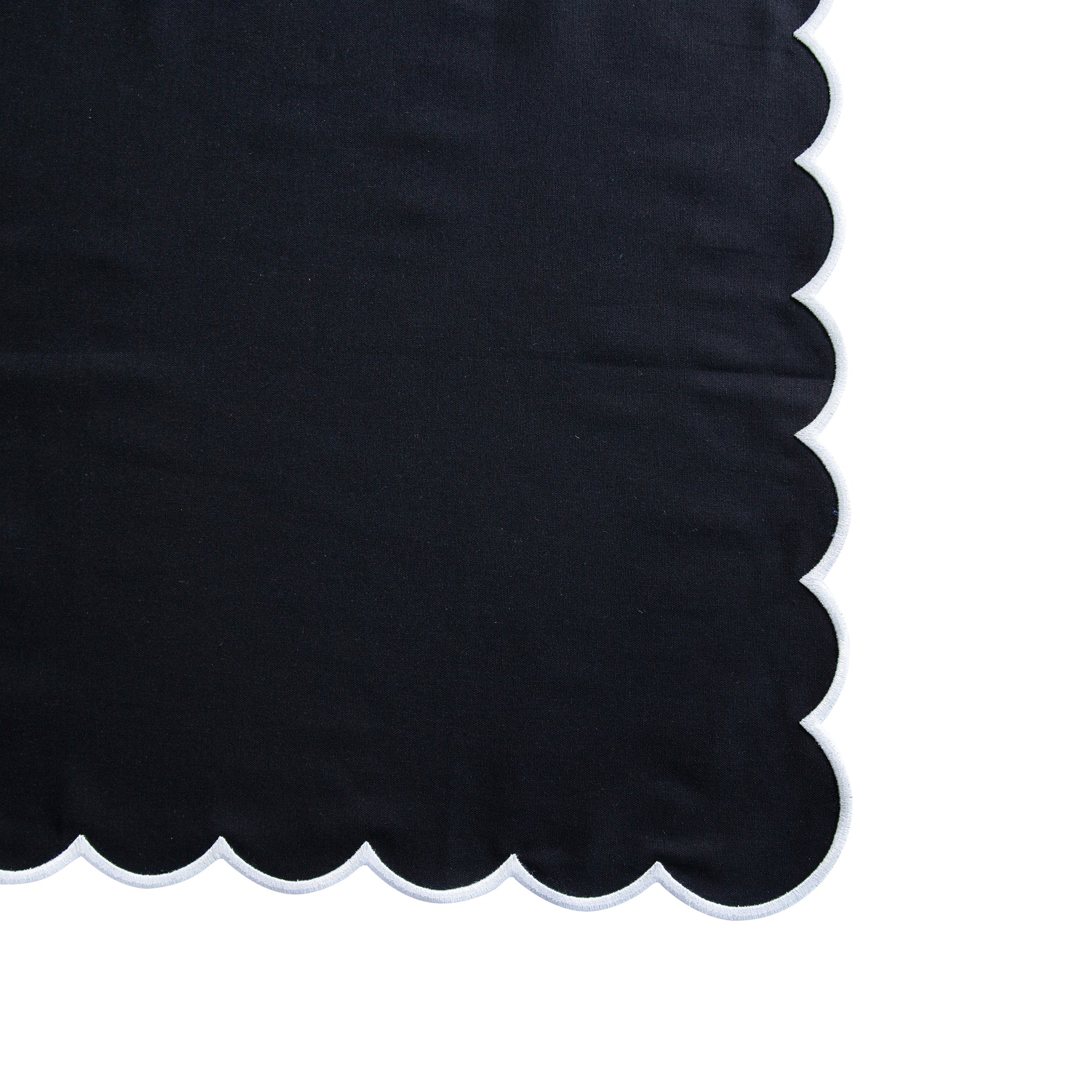 4 pc/pk Scalloped Edge Linen Napkin - Black/White Trim - Image 5