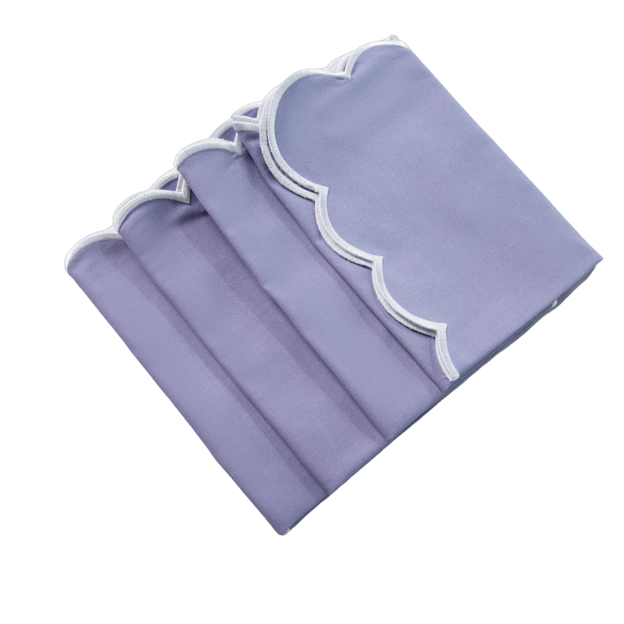 4 pc/pk Scalloped Edge Linen Napkin - Lavender/White Trim - Image 7