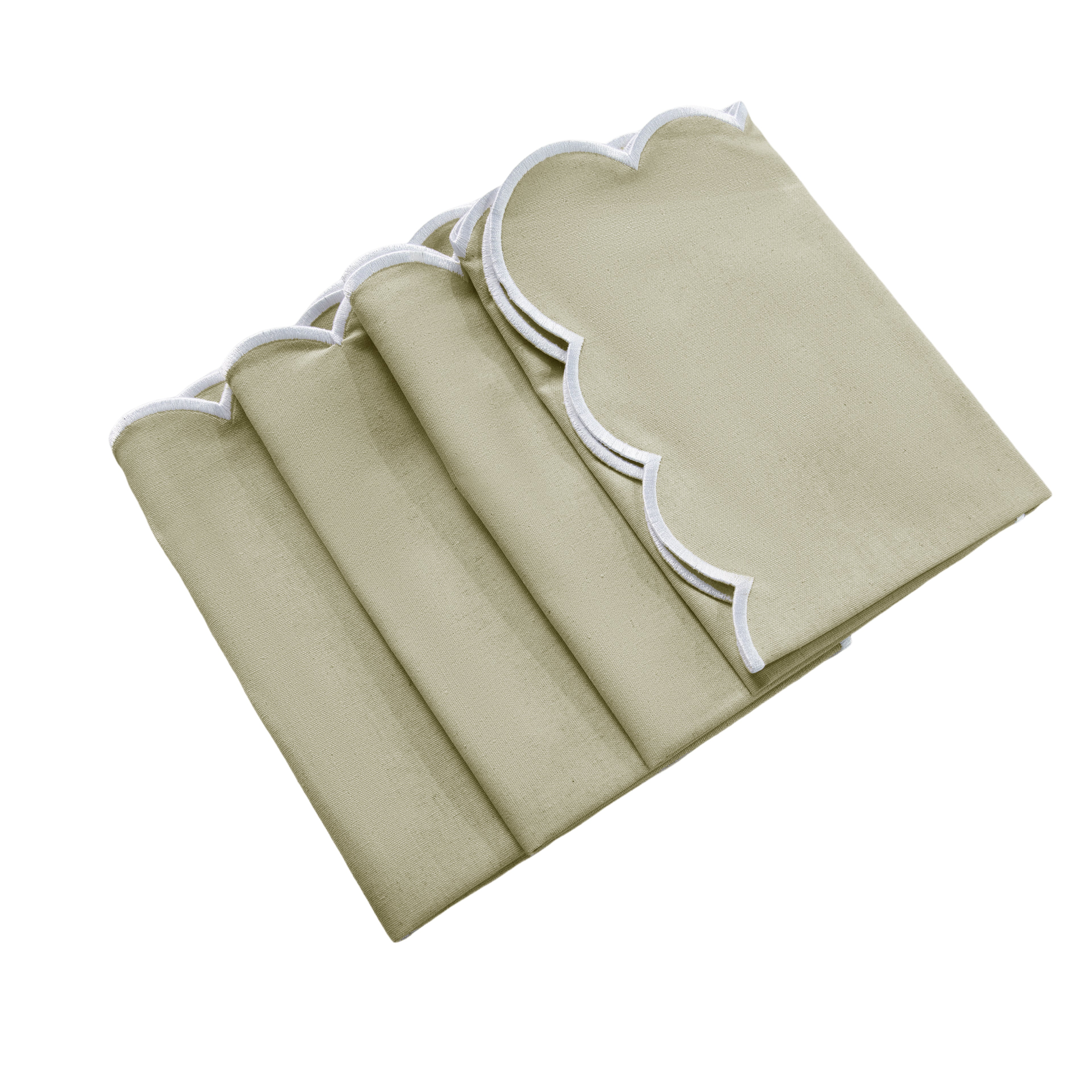 4 pc/pk Scalloped Edge Linen Napkin - Natural/White Trim - Image 7