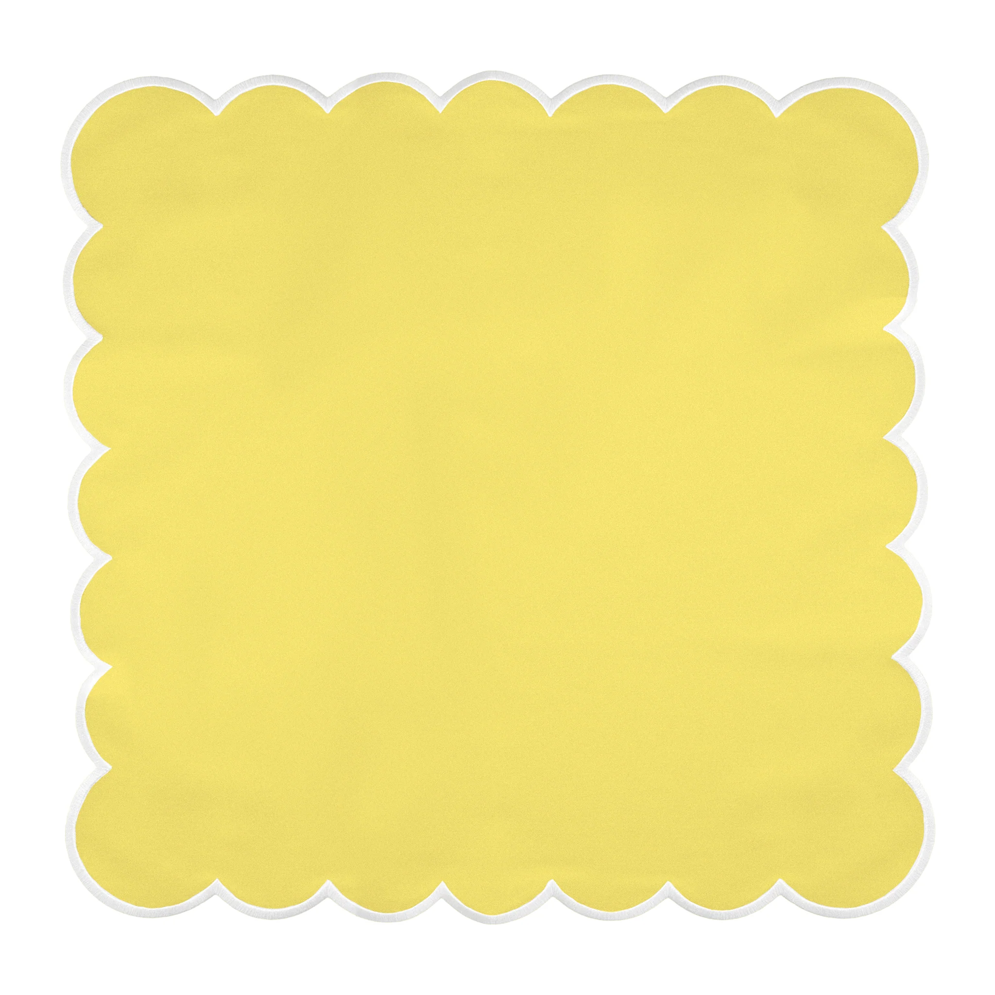 4 pc/pk Scalloped Edge Linen Napkin - Pastel Yellow/White Trim - Image 4