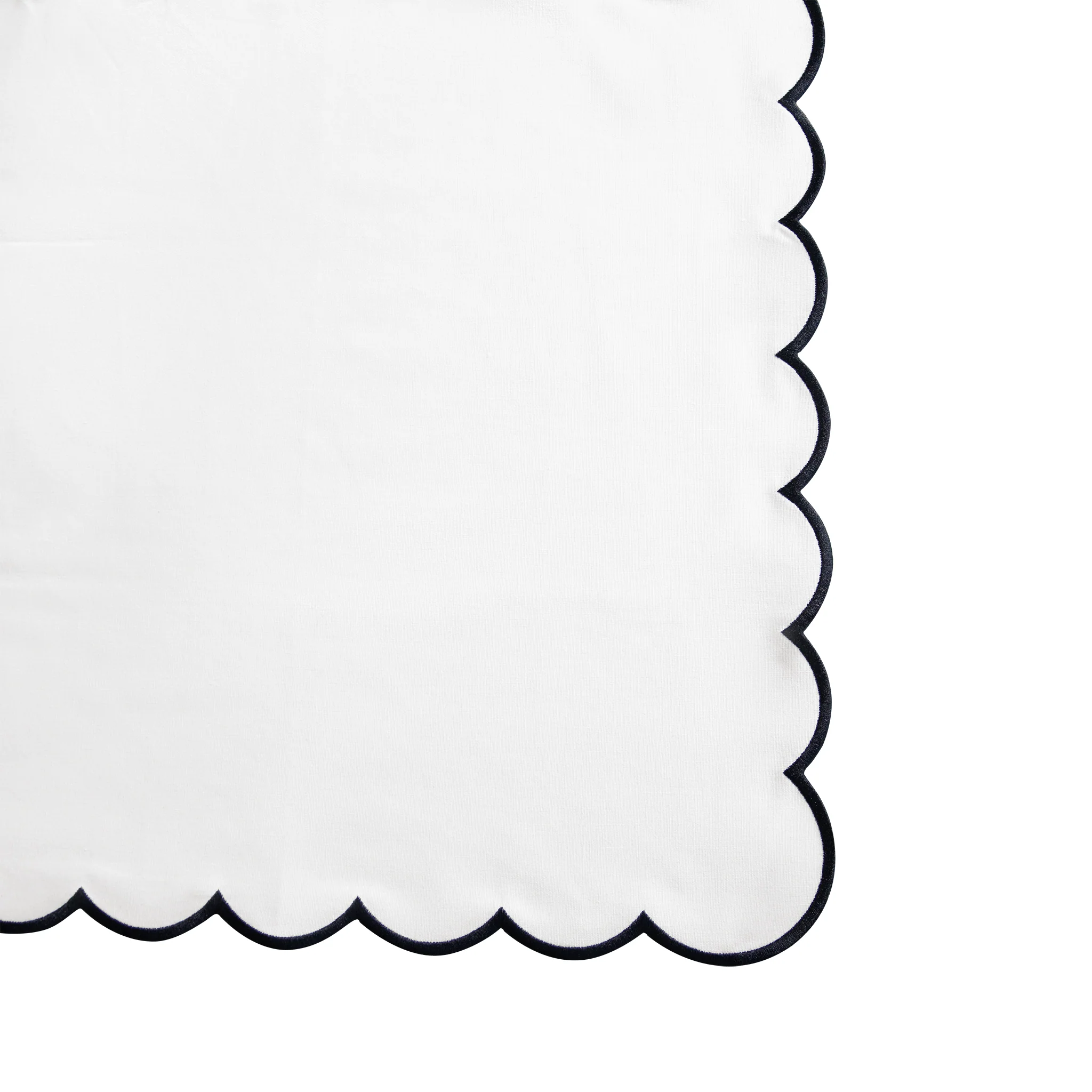 4 pc/pk Scalloped Edge Linen Napkin - White/Black Trim - Image 6