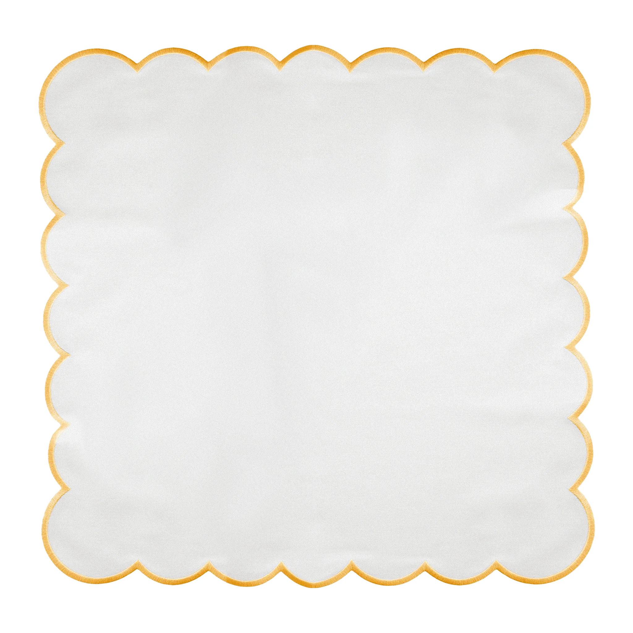 4 pc/pk Scalloped Edge Linen Napkin - White/Gold Trim - Image 4