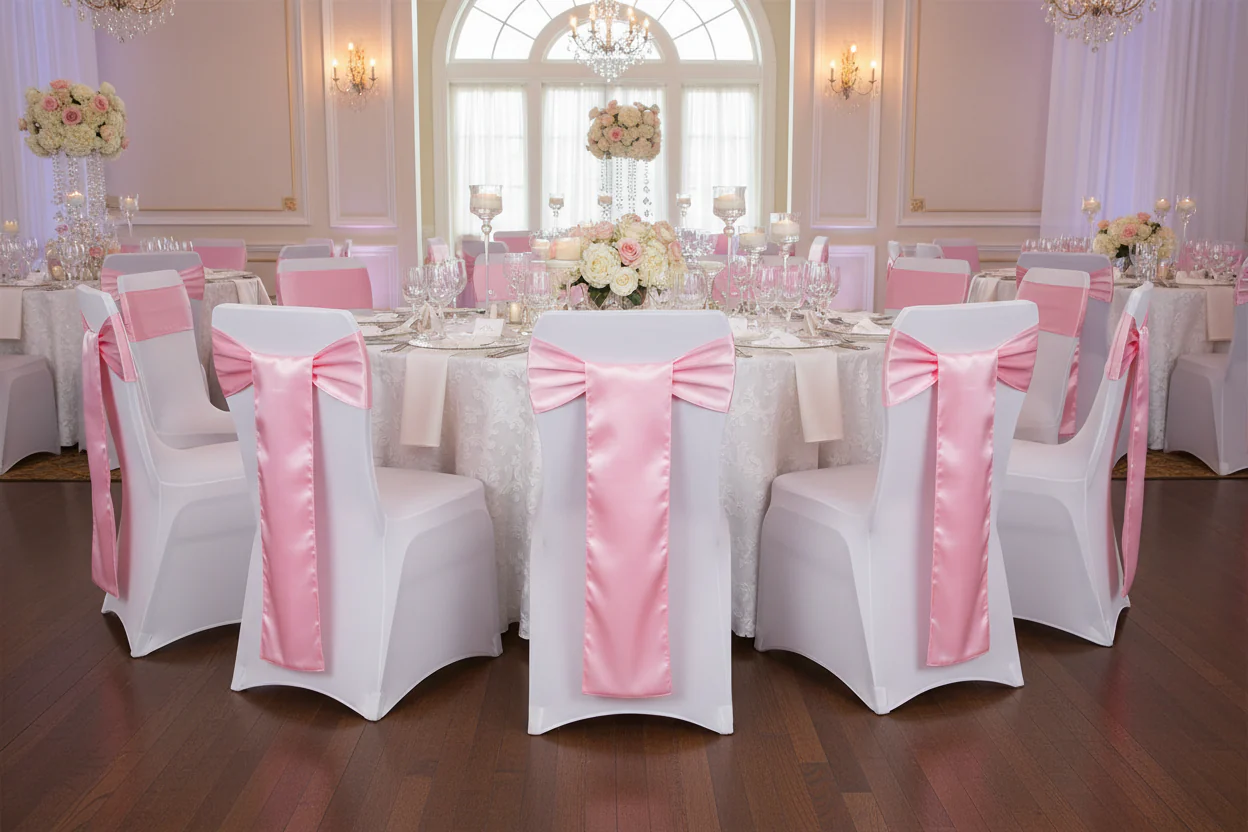 Standard Satin Chair Sash - Medium Pink - Image 4