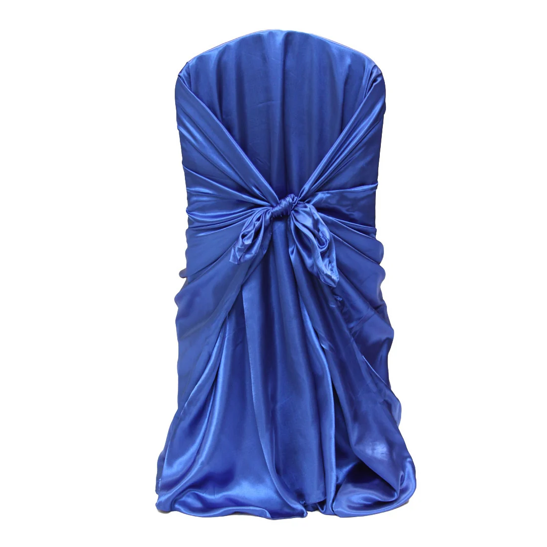 Universal Satin Self Tie Chair Cover - Royal Blue - Image 3