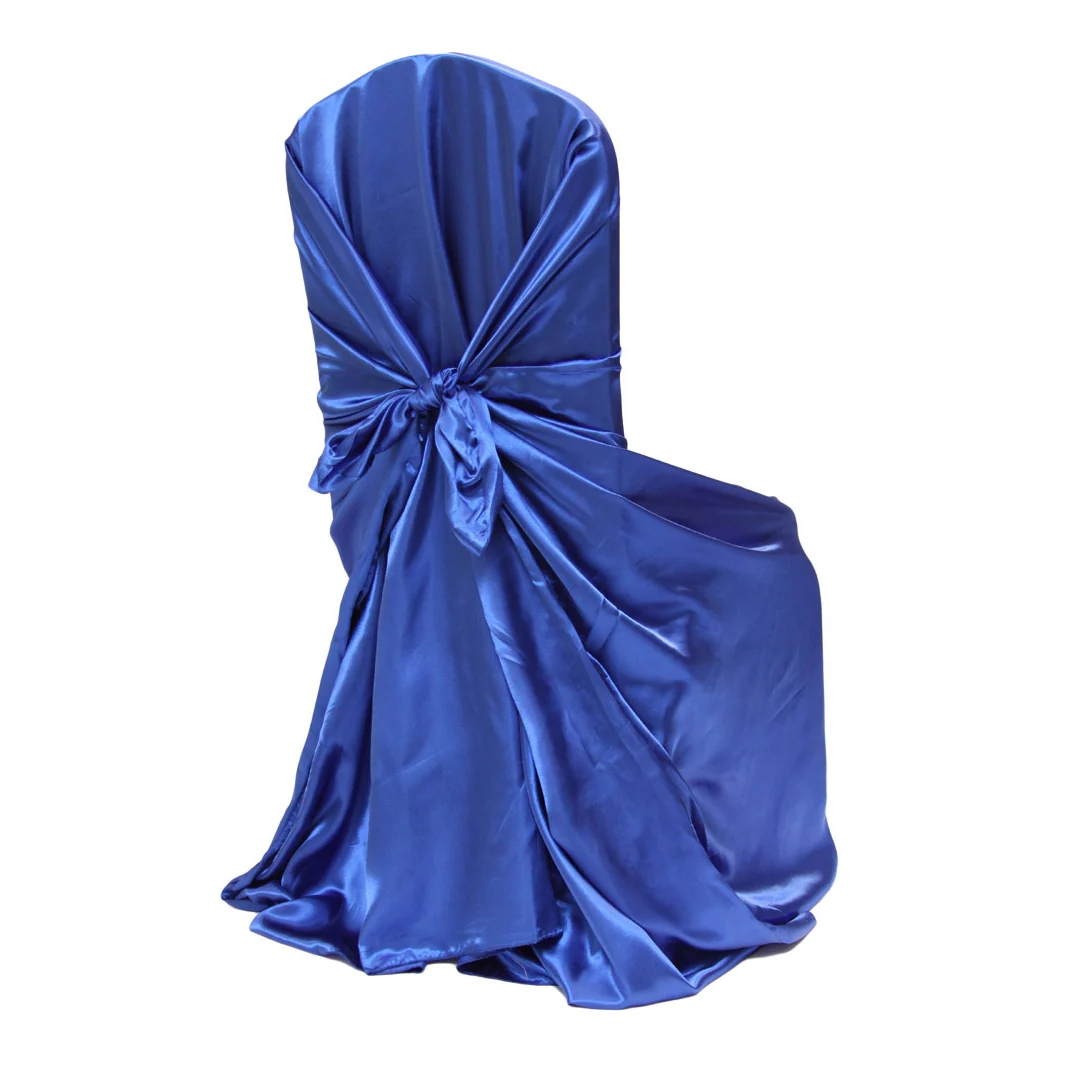 Universal Satin Self Tie Chair Cover - Royal Blue - Image 4