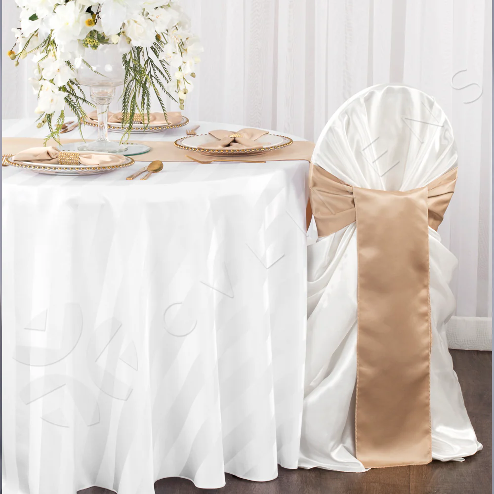 Universal Satin Self Tie Chair Cover - White - Image 4