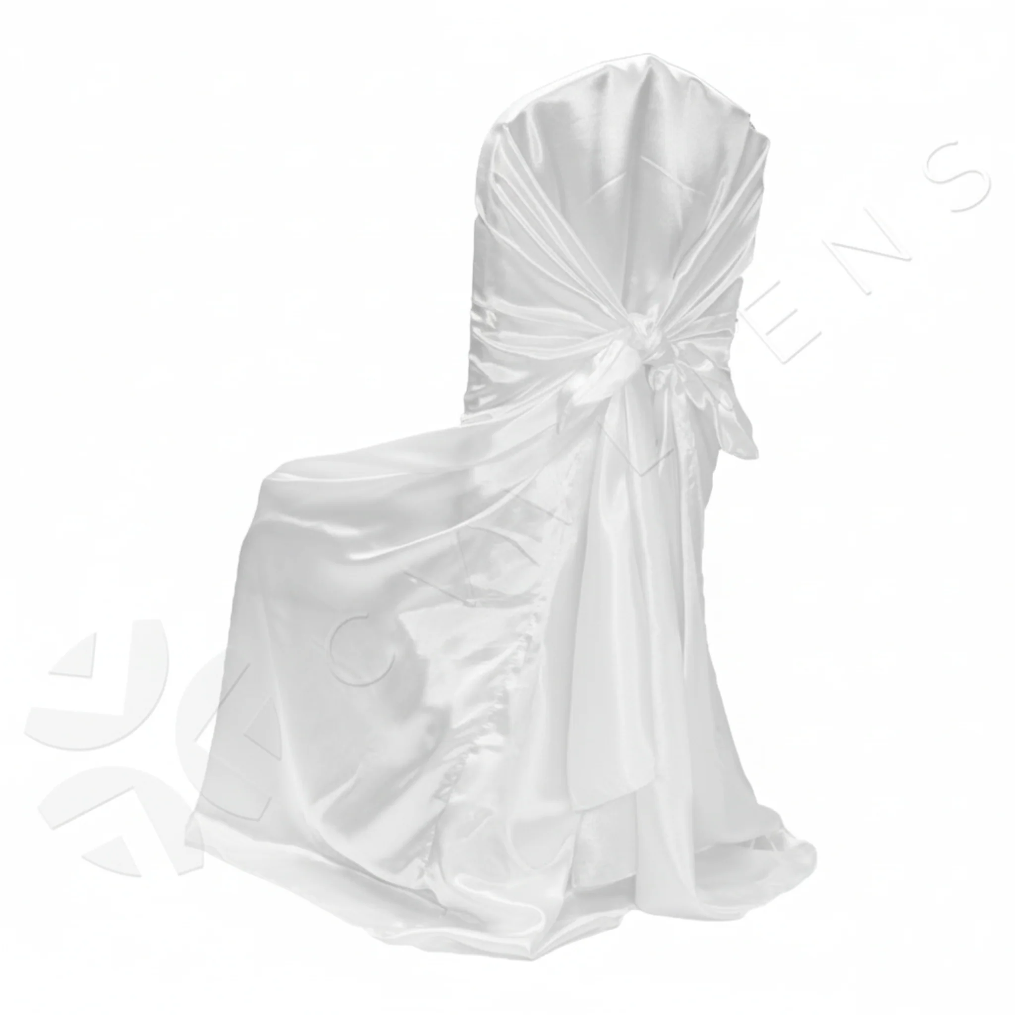 Universal Satin Self Tie Chair Cover - White - Image 5