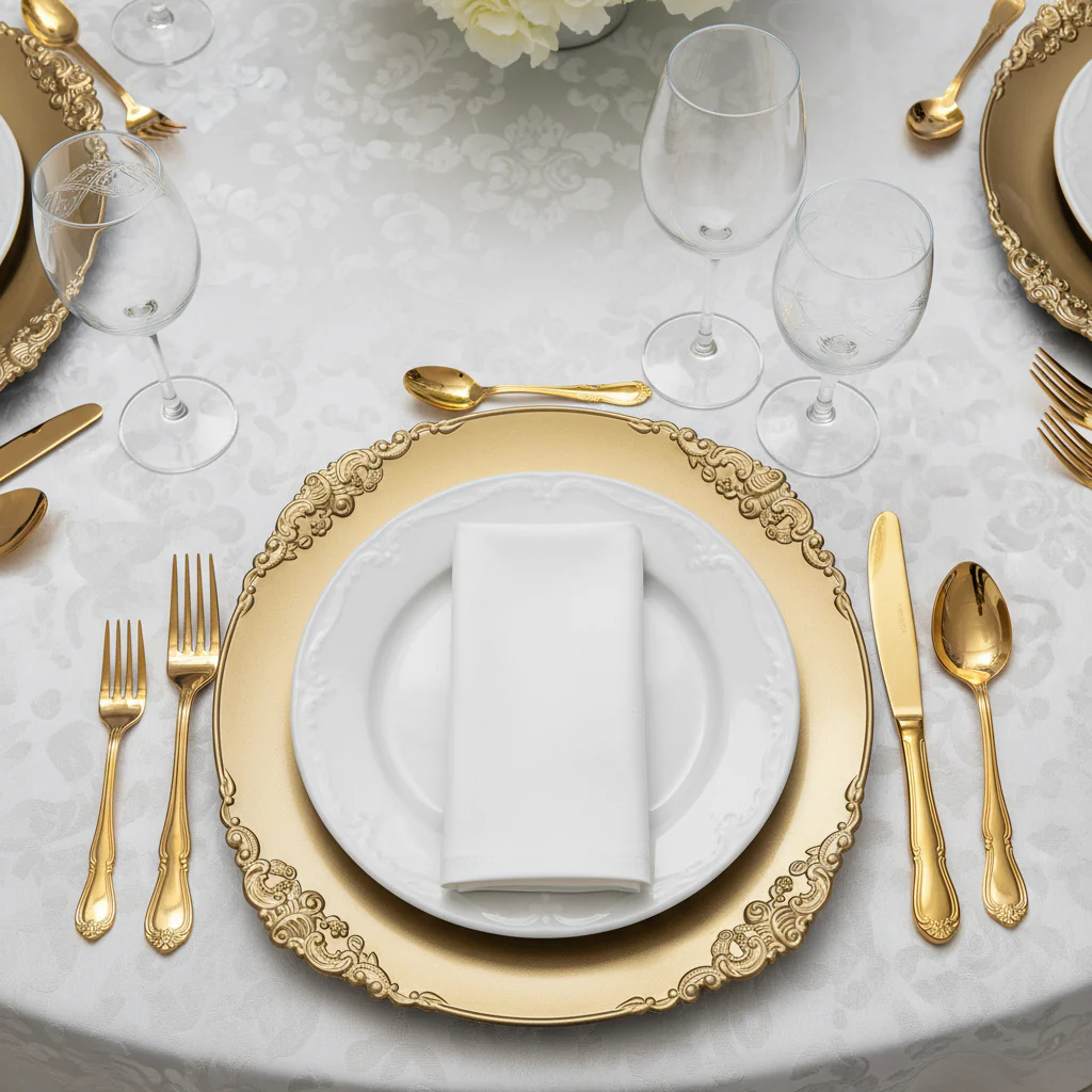 Vintage Round Charger Plate - Champagne - Image 5