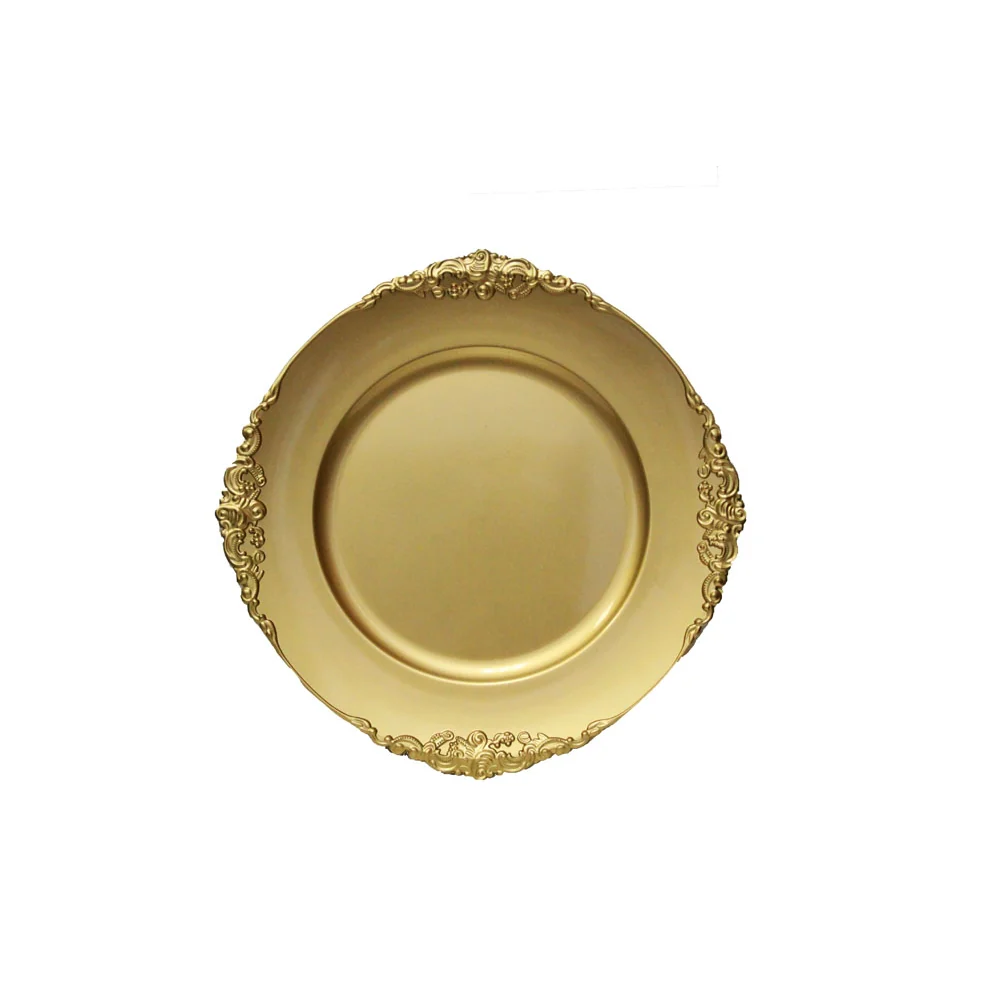 Vintage Round Charger Plate - Gold - Image 7
