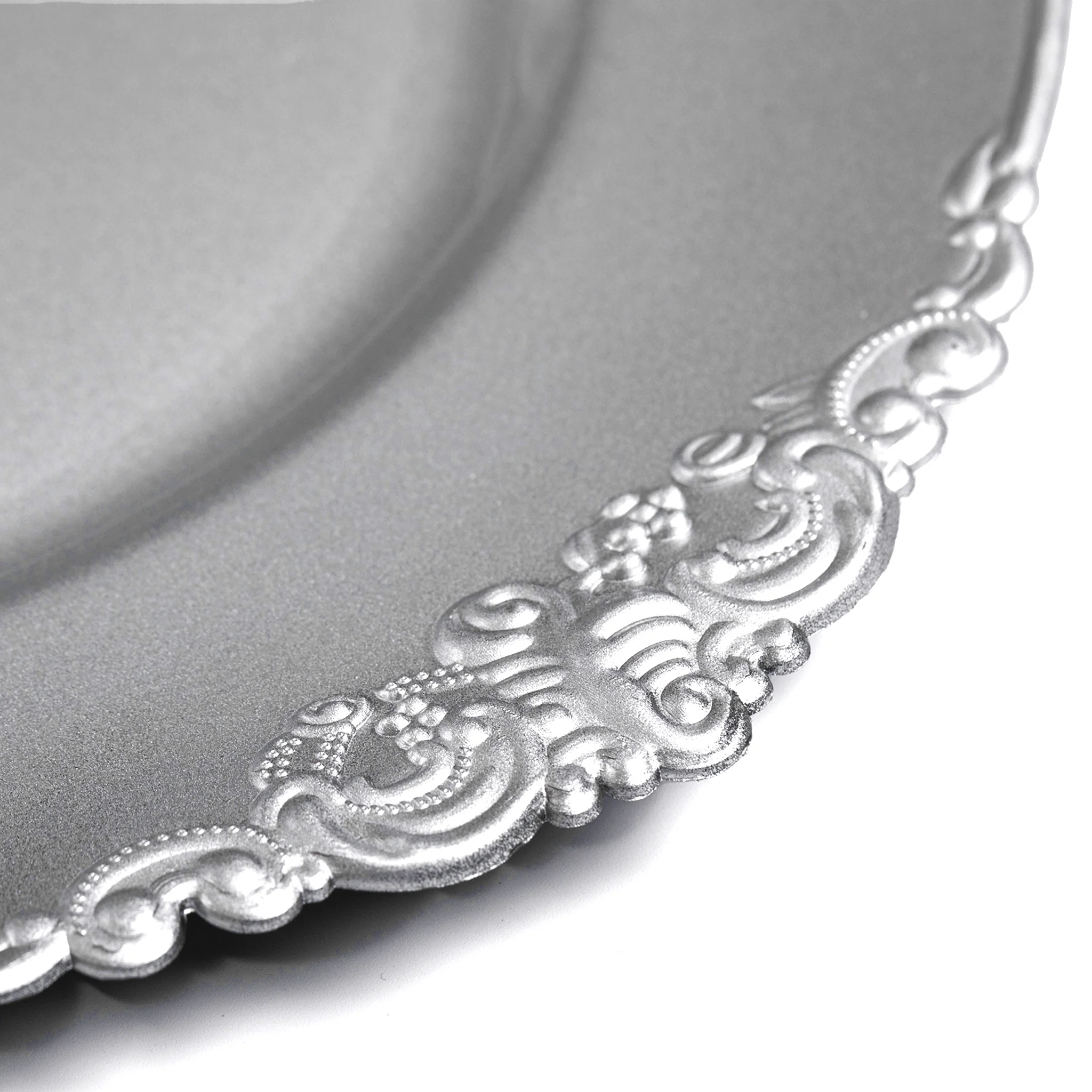 Vintage Round Charger Plate - Silver - Image 4